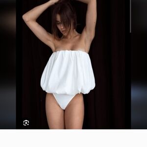 Zara Strapless White Puffy Bodysuit